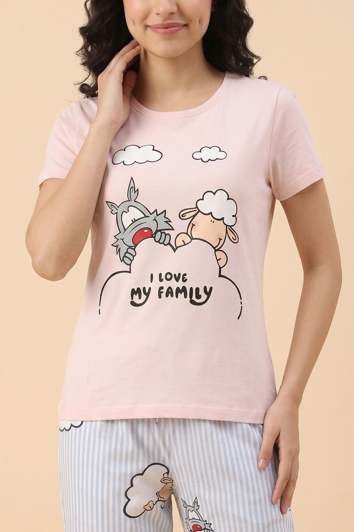 Zivame Farm Lore Knit Cotton Pyjama Set - Cradle Pink — image 5